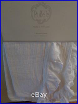 PIU BELLESET OF TWO WINDOW PANELS-52 X 96WHITE-RUFFLE-NEW With TAGS