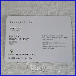 POTTERY BARN $249 Pole Top Emery Pinch Pleat Ivory Curtain 50 x 108 NEW