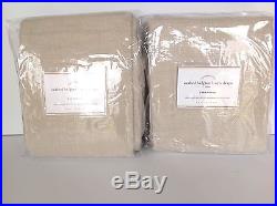 Pottery Barn 2 Washed Belgian Linen Drapes Cotton Lining 50x108 Natural