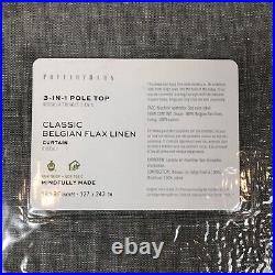 POTTERY BARN 3-in-1 Pole Top Classic Belgian Flax Linen Curtain 50 x 96
