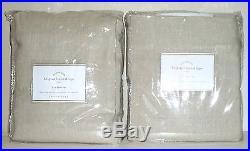 POTTERY BARN Belgian Flax Linen 50 x108 UNLINED Drapes- SET OF 2 NATURAL- NEW