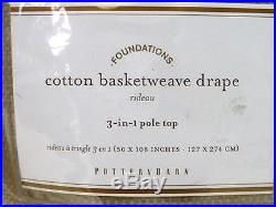 POTTERY BARN Cotton Basketweave 50 x 108 Drapes, SET OF 2, FLAX, NEW