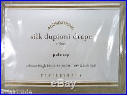 POTTERY BARN Dupioni Silk 50 x 96 Drapes, SET OF 2, PARCHMENT, NEW