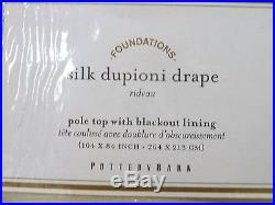 POTTERY BARN Dupioni Silk BLACKOUT Drape, DOUBLEWIDE, 104x 84, SAHARA, NEW