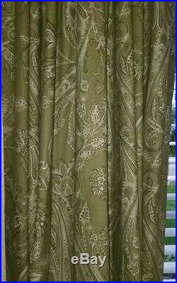 POTTERY BARN Ella Paisley Green Set of 2 CURTAIN PANELS 50 X 96 EXCELLENT