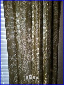 POTTERY BARN Ella Paisley Green Set of 2 CURTAIN PANELS 50 X 96 EXCELLENT