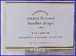 POTTERY BARN Emery Frame Border Linen Drape, FLAX IVORY, 50x84, NEW