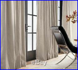 POTTERY BARN GRAY /BEIGE SABLE EMERY LINEN CURTAINS -POLE, LINED 100 x 98