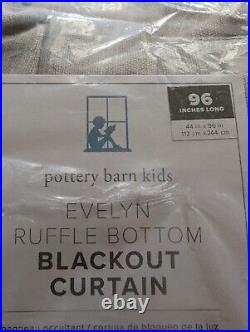 POTTERY BARN KIDS Set of 2 Evelyn Ruffle Bottom BO Curtain-Gray-44x96-OPEN BOX