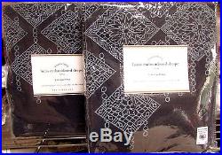 Pottery Barn Lucia Embroidered 84 Drapes, Blue, Set Of 2, Fast Free Shipping