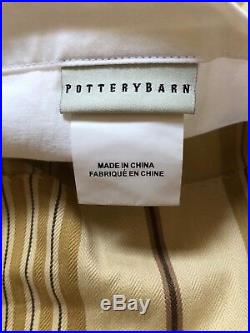 POTTERY BARN Pair Two 84 Curtain Drapes Gold Wheat Brown Stripe NWOT NEW