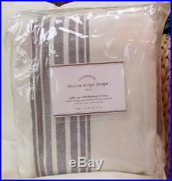 Pottery Barn Riviera Stripe Drape With Blackout Liner, 96, Charcoal, Quantity