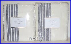 POTTERY BARN Riviera Stripe 50x108 Cotton Lined Drapes, SET OF 2, NAVY BLUE-NEW