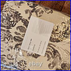 POTTERY BARN Thea Print Linen/Cotton Curtains 2 Panels 50x96 Gray Drapes