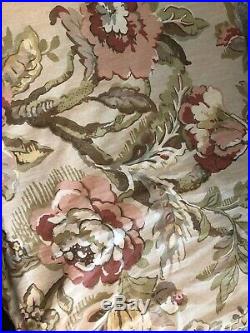 POTTERY BARN Vanessa Floral Tan Neutral Linen Drapes Curtains 50 x 84 Set 2 Pair