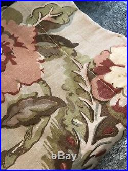 POTTERY BARN Vanessa Floral Tan Neutral Linen Drapes Curtains 50 x 84 Set 2 Pair