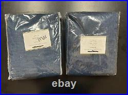 Pair Pottery Barn Emery Linen Curtain Panels Midnight Blue 108x50 Cotton Lining