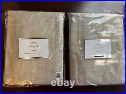 Pair Pottery Barn Emery Linen Curtains 84x50 Grommet Cotton Lining Oatmeal Beige