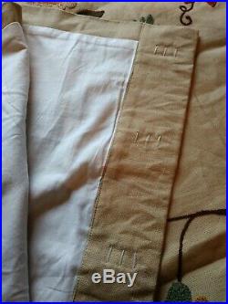 Pair Pottery Barn Linen Embroidered Lined Curtain Panels 50 X 84