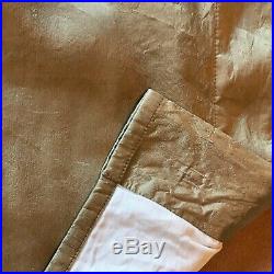 Pair Pottery Barn Silk Drapes Curtains Panels Set of 2 Brown Lined 50 x 84