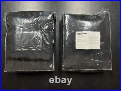 Pair of Pottery Barn Emery Linen Curtain Panels Black 96x50 Blackout Lining