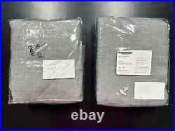 Pair of Pottery Barn Emery Linen Curtain Panels Blue Dawn 108x50 Blackout Lining
