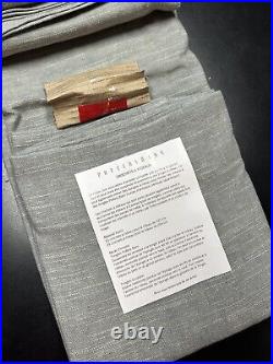Pair of Pottery Barn Emery Linen Curtain Panels Blue Dawn 108x50 Blackout Lining