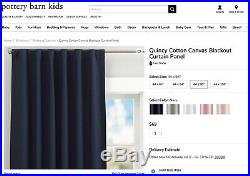 Pair of Pottery Barn Quincy Cotton Canvas Blackout Curtains Navy 96 NEW