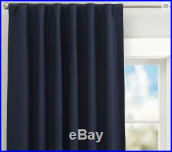 Pair of Pottery Barn Quincy Cotton Canvas Blackout Curtains Navy 96 NEW