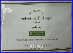Potter Barn Velvet Twill Rod Pocket Curtain, 50x84in, Ivory, Free Shipping