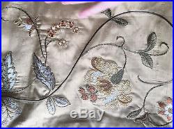 Pottery Barn 100% Silk Embroidered Tan Floral Curtains Quantity 4 50 x 96