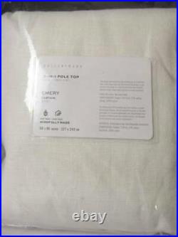 Pottery Barn (1) Emery Linen/Cotton Rod Pocket Curtain 50x96 White Nwt
