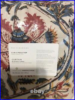 Pottery Barn 1 Haylie Print Drape Panel 50x96 Red Multi Blackout Lined NWT