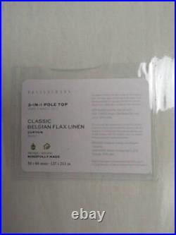 Pottery Barn 2 Belgian Flax Linen Curtains Cotton Lining 50 x 84 Classic Ivory