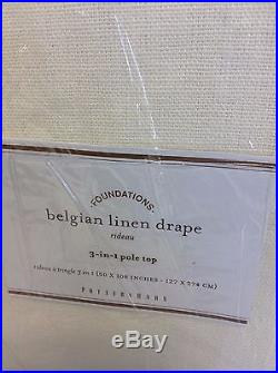 Pottery Barn 3 in 1 Belgian Flax Linen Drapes Curtains Panels 50x108 Ivory NEW