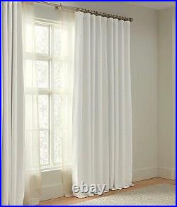 Pottery Barn 3 in 1 Pole Top Belgian Flax Linen Blackout Curtain 100 x 108 White