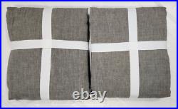 Pottery Barn 3-in-1 Pole Top Belgian Flax Linen Classic 2-Curtains 50x84 Loden