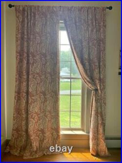 Pottery Barn Alessandra Drapes Set of 2 Terra Cotta 50x96 Floral Farmhouse Rare