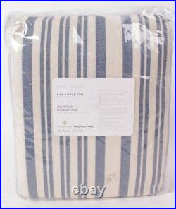 Pottery Barn Antique Stripe print linen cotton blackout curtain, 50x96, blue