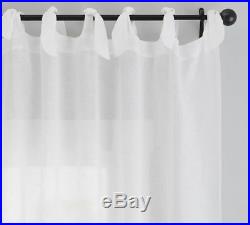 Pottery Barn BELGIAN FLAX LINEN SHEER TIE-TOP DRAPES-50 X 84-WHITE-NEW IN PACKAG