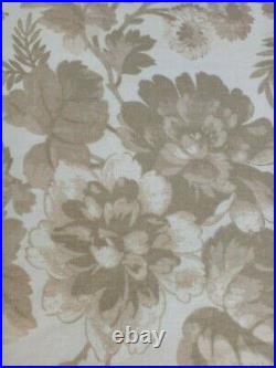 Pottery Barn Beige/GreenishBrown Blackout Floral Curtains Drapes 2 Panels 50×96