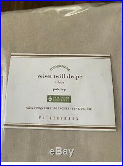 Pottery Barn Beige Velvet Twill Drape Curtains 50x108 (pair) Sand-New Open Box