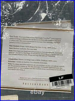 Pottery Barn Belgian Flax Curtain Cotton Lining Blue Chambray 50x 108 #106F