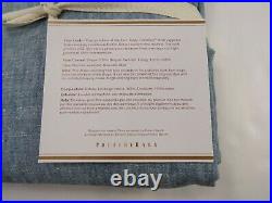 Pottery Barn Belgian Flax Curtain Cotton Lining Blue Chambray 50x 84 #7696