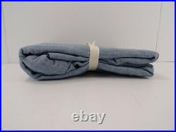 Pottery Barn Belgian Flax Curtain Cotton Lining Blue Chambray 50x 96 #7694