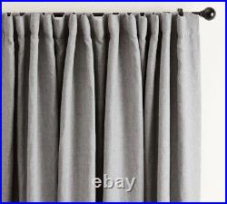 Pottery Barn Belgian Flax Linen 50 x 84 BLACKOUT Curtains Charcoal Gray Set 2