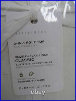 Pottery Barn Belgian Flax Linen Blackout Curtain, 50 x 108 Classic Ivory NWT