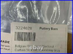 Pottery Barn Belgian Flax Linen Blackout Curtain Chambray Gray 50x84 S/4 #8725A