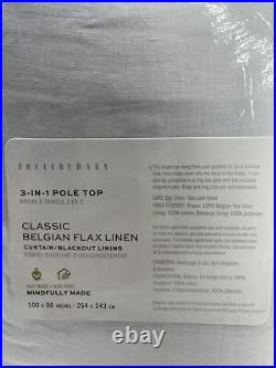 Pottery Barn Belgian Flax Linen Blackout Curtain, White, 100w x 96l