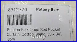 Pottery Barn Belgian Flax Linen Cotton Lined Curtain Drape Ivory 50x84 S/4 #E26